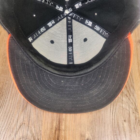 SF Giants New Era 59fifty USA Made Fitted 7 1/8" On Field Hat Cap Black Orange - Picture 8 of 10